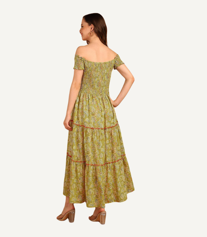 Boho Bloom Cotton Smoking Style Tiered Dress 2.1