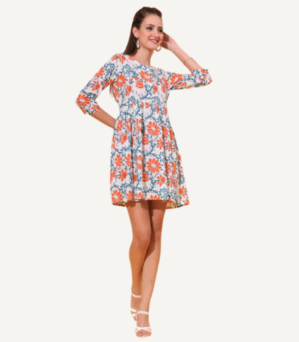 Bright Floral Cotton Short Tunic