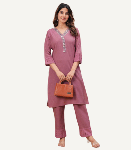 Elegant Cotton Schiffli Kurta & Pant Set
